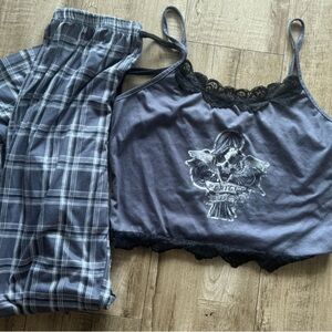 Light Weight Summer Pajama Set Sz Xl Skull Grey Comfy